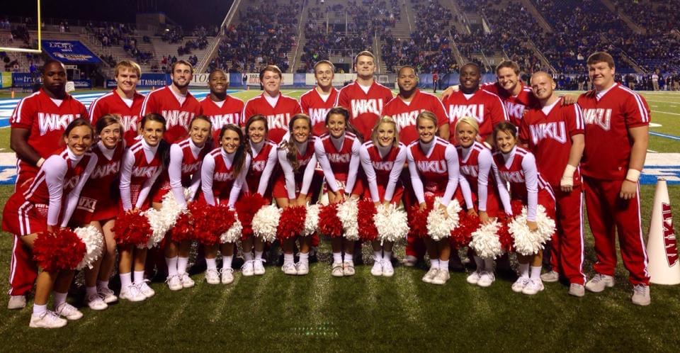 Co-ed college cheer extension stunt