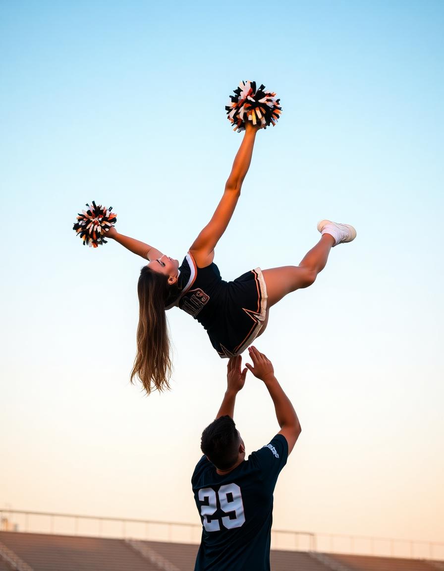 Partner stunt at golden hour
